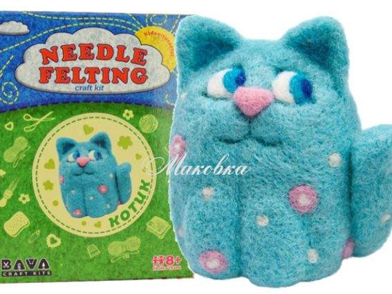 Набір для валяння ВАЛ-002 Блакитний котик, Розумняшка Набір для валяння ВАЛ-002 Блакитний котик, Розумняшка