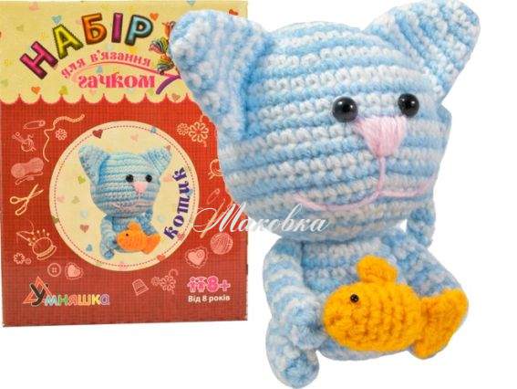 Вязание крючком игрушки ВК-005 Котик, УМНЯШКА Набор для творчества 