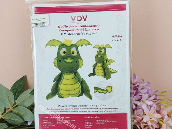 Фетровая игрушка Дракончик, ФН-116 ВДВ, набор для шитья из фетра игрушки