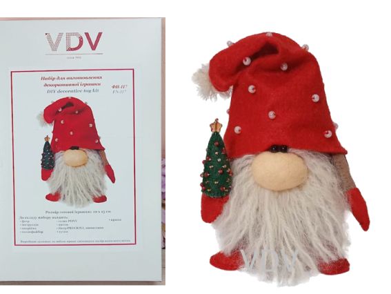 Новогодний гном ФН-117 ВДВ, 16х5 см, набор для шитья из фетра