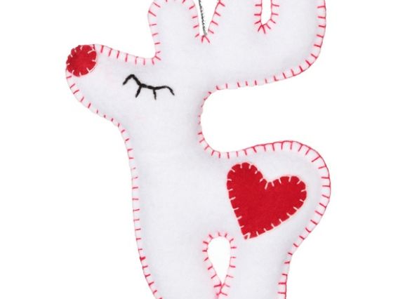 ФН-07 Белый олень, новогодняя игрушка (набор из фетра), ВДВ Набор для творчества. Фетровые игрушки