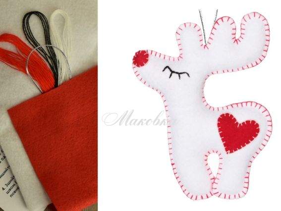 Набір для шиття ялинкової іграшки ФН-07 Білий олень, ВДВ, з фетру