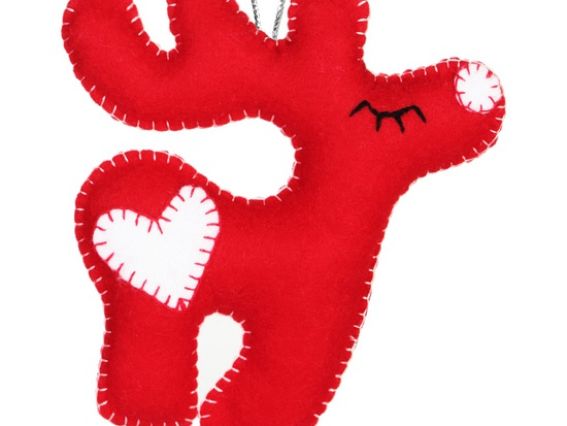 ФН-08 Червоний олень, новорічна іграшка (набір з фетру), ВДВ Набір для творчості. Фетрові іграшки