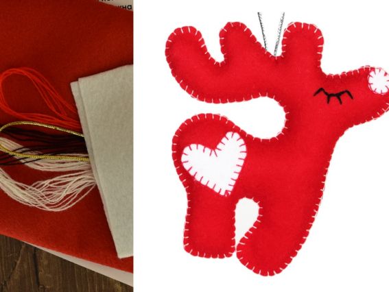 Набір для шиття ялинкової іграшки ФН-08 Червоне оленя, ВДВ, з фетру