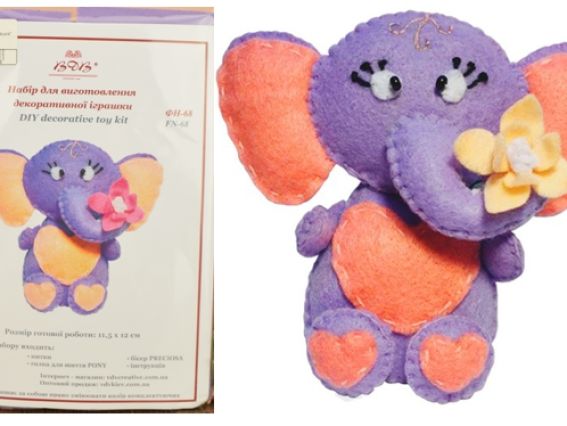 Набор для шитья игрушки Слоненок с цветком ФН-68 ВДВ,  фетр