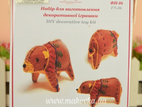 Набір для шиття іграшки Ведмежа з вишивкою ФН-86, фетр, ВДВ Набір для шиття іграшки Ведмежа з вишивкою ФН-86, фетр, ВДВ
