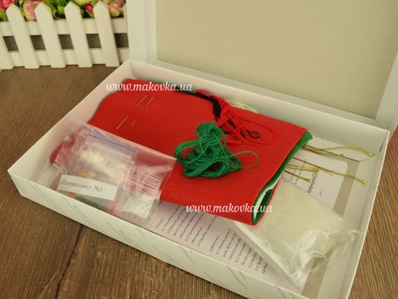 ФН-93 Новорічний набір , ялинкові іграшкі 6 шт набір шиття з фетру, ВДВ (ялинка, дзвоник, сніговік, птах, віночок, іграшка)