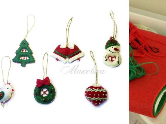 Набор для шитья декоративных новогодних игрушек ФН-93 из фетра, ВДВ