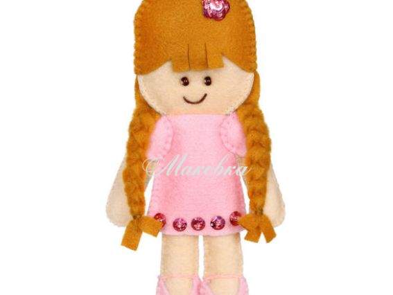 Лялька з кісками, ФН-28 ВДВ, 16х5 см, набір для шиття з фетру Лялька з кісками, ФН-28 ВДВ, 16х5 см, набір для шиття з фетру