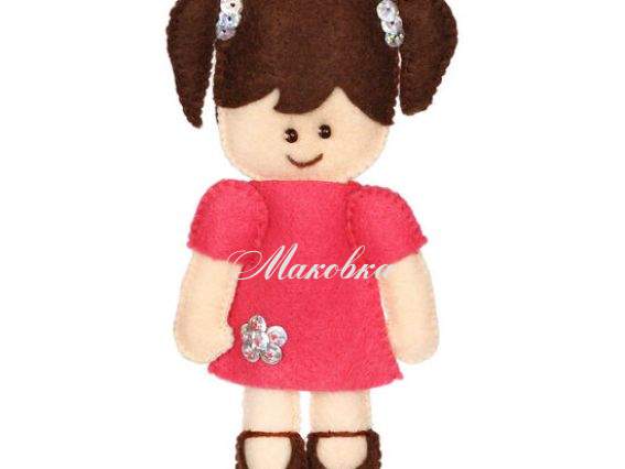 Кукла с хвостиками, ФН-29 ВДВ, 16х5 см, набор для шитья из фетра