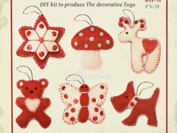 Набор для шитья декоративных новогодних игрушек ФН-58 из фетра, ВДВ