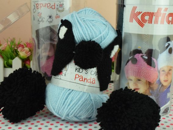 Набір для в'язання Katia Шапка Панда Блакитна