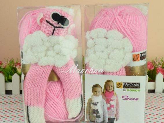 Набор для вязания Шарф с Овечкой розовый