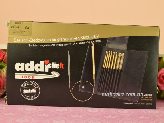 Набор съемных крючков ADDI click HOOK 240-2 , размеры 3,5-8 мм в черном органайзере Набор съемных крючков ADDI click HOOK 240-2 , размеры 3,5-8 мм в черном органайзере