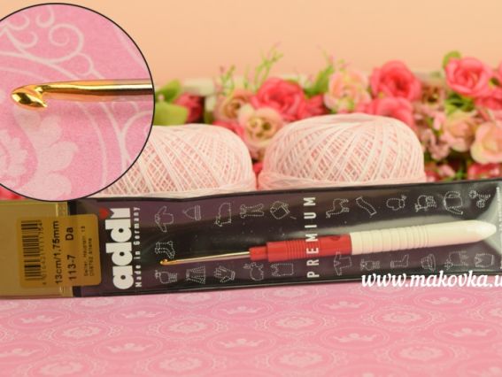 Крючок с ручкой для тонких нитей, стальной позолоченный 13 см 1,75 мм ADDI 113-7/1,75-13 Крючок с ручкой для тонких нитей, стальной позолоченный 13 см 1,75 мм ADDI 113-7/1,75-13