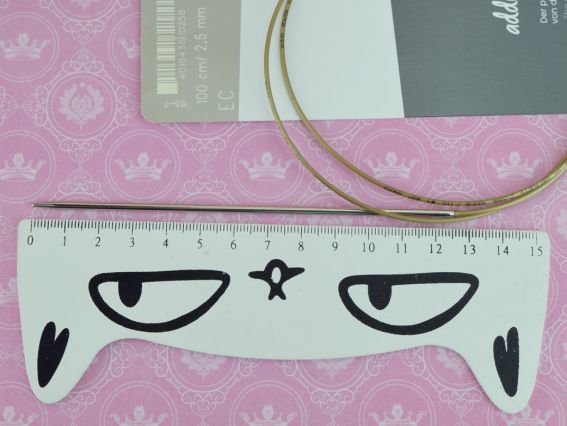 Кругові в'язальні спиці ADDI 105-7/2,5-100 сріблясті на золотій волосіні, 100см, №2,5мм