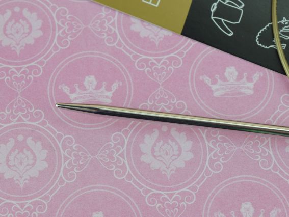 Круговые вязальные спицы ADDI 105-7/3,25-100 серебристые на золотой леске, 100см, №3,25 мм