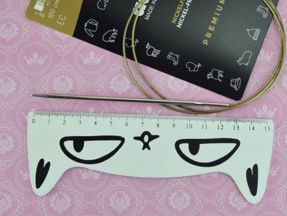 Круговые вязальные спицы ADDI 105-7/3,25-100 серебристые на золотой леске, 100см, №3,25 мм