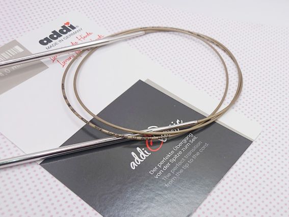 Кругові в'язальні спиці ADDI 105-7/3,25-100 сріблясті на золотій волосіні, 100см, №4 мм