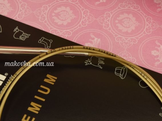 Круговые вязальные спицы ADDI 105-7/5-100 серебристые на золотой леске, 100см, №5мм