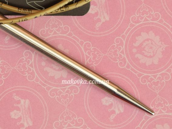 Кругові в'язальні спиці 105-7/6-100 супергладкі, біла бронза, на золотій волосіні, 100см, №6 мм ADDI