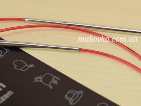 Кругові в'язальні спиці ADDI 775-7/3-100 на червоній волосіні, довжина 100 см, №3 мм