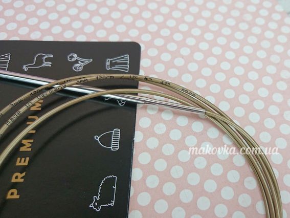 Кругові в'язальні спиці ADDI 105-7/3-120 сріблясті на золотій волосіні, 120см, №3мм