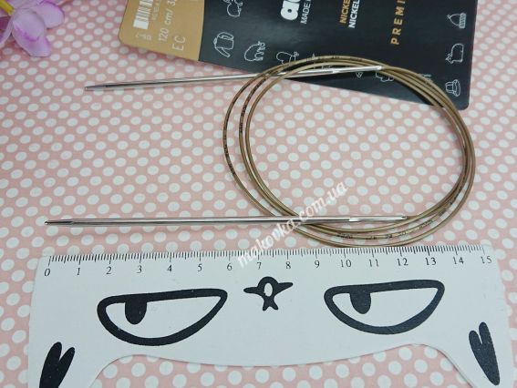 Кругові в'язальні спиці ADDI 105-7/3-120 сріблясті на золотій волосіні, 120см, №3мм