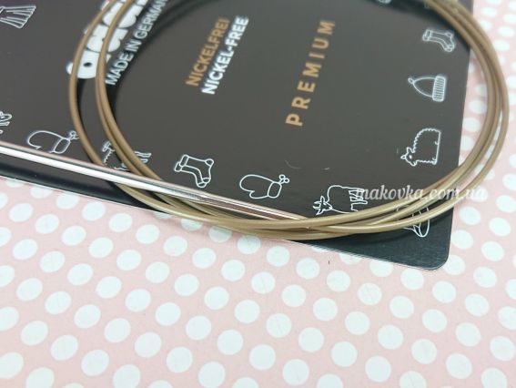 Кругові в'язальні спиці ADDI 105-7/2,5-120 сріблясті на золотій волосіні, 120см, №2,5мм