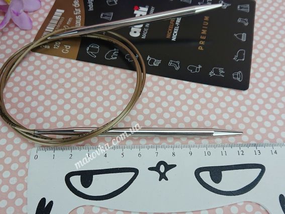 Кругові в'язальні спиці ADDI 105-7/6-120 сріблясті на золотій волосіні, 120см, №6мм