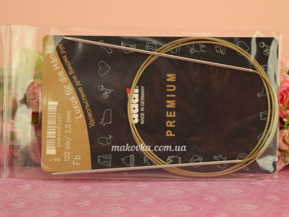 Кругові в'язальні спиці 105-7/2-120 супергладкі, біла бронза, на золотій волосіні, 120см, №2 мм ADDI