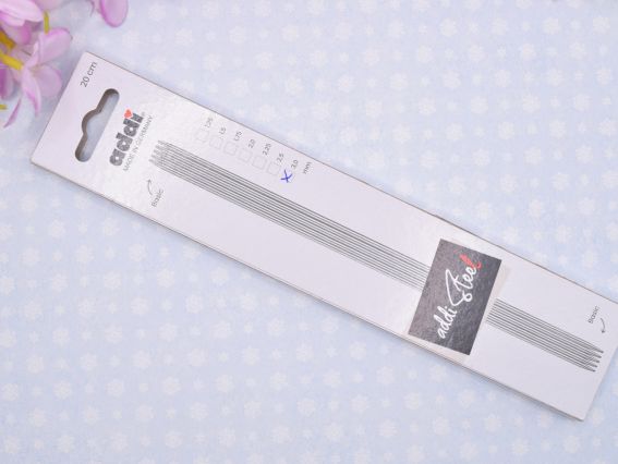 Чулочные вязальные стальные спицы ADDI 150-2/3-20 длина 20 см, 5шт, №3 мм