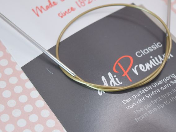 Круговые вязальные спицы ADDI 105-7/2-40 на золотой леске, из латуни, длина 40 см, №2 мм