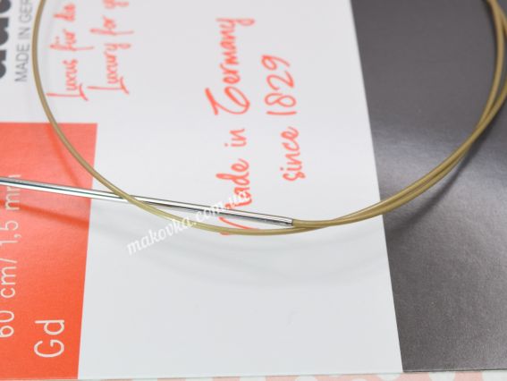 Кругові в'язальні спиці Lace ADDI 775-7/1,5-60 на золотій волосіні, з латуні, довжина 60 см, №1,5мм