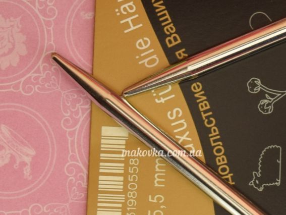 Кругові в'язальні спиці ADDI 105-7/5,5-80 сріблясті на золотій волосіні, 80см, №5,5 мм 