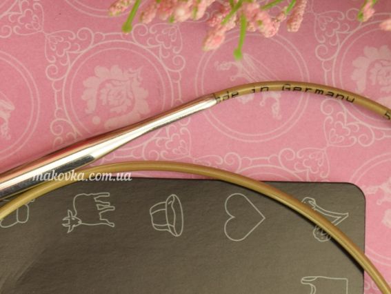 Кругові в'язальні спиці ADDI 105-7/5,5-80 сріблясті на золотій волосіні, 80см, №5,5 мм 