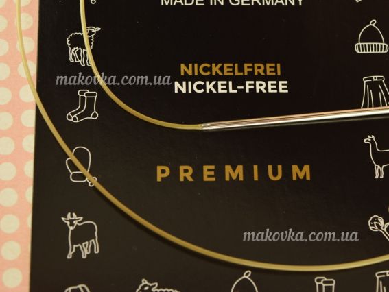 Круговые вязальные спицы ADDI 114-7/1,75-80 серебристые на золотой леске, 80см, №1,75мм