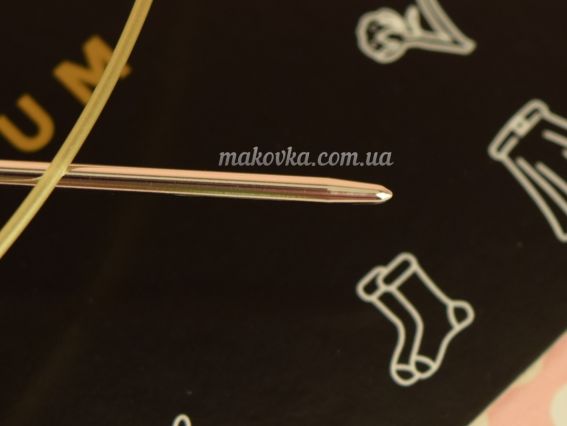 Круговые вязальные спицы ADDI 114-7/1,75-80 серебристые на золотой леске, 80см, №1,75мм