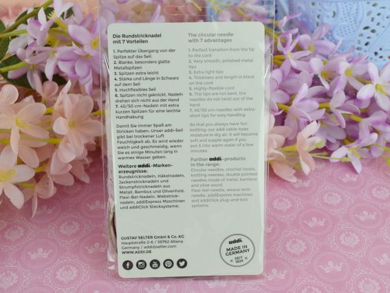 Кругові в'язальні спиці ADDI 105-7/2,25-80 на золотій волосіні, з латуні, довжина 80 см, №2,25 мм