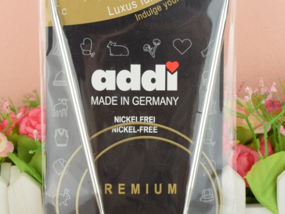 Кругові в'язальні спиці ADDI 105-7/4,5-80 на золотій волосіні, з латуні, довжина 80 см №4,5 мм