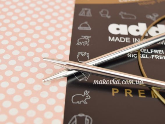 Кругові в'язальні спиці ADDI 105-7/4,5-80 на золотій волосіні, з латуні, довжина 80 см №4,5 мм