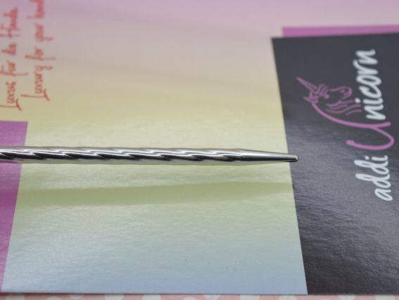 Кругові в'язальні спиці Адді Юнікорн ADDI 115-7/4-80 сріблясті з рожевим кабелем, 80см, №4 мм