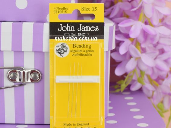 Бісерні голки Beading №15 John James, 4 шт, JJ10515 Бісерні голки Beading №15 John James, 4 шт, JJ10515