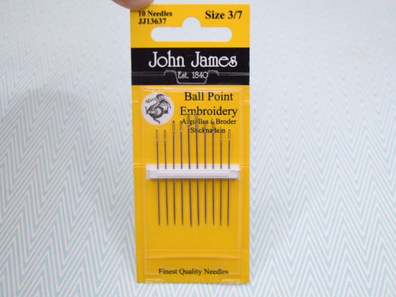 Набір трикотажних голок. Високоякісні ручні голки John James (Англія) для трикотажу та джерсі. Набір асорті №3/7 із заокругленим вістрям Ball Point для дбайливого шиття без пошкодження волокон.