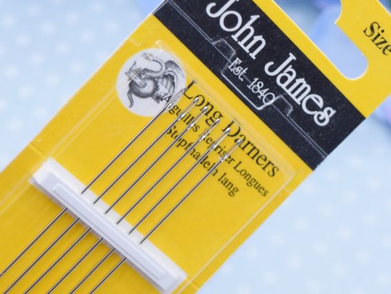 Набір довгих голок для штопання  John James Long Darners JJ16507E , гостре вістря та велике вушко для зручного засилювання.