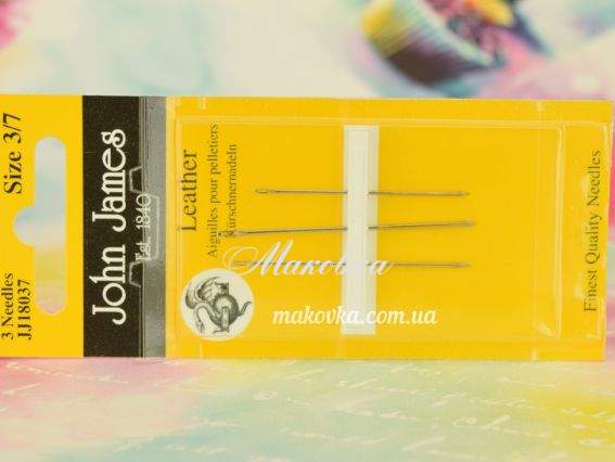Голки для шкіри Leather №3/7 John James, 3 шт, JJ18037 Англія