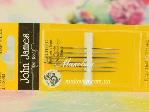 Голки для вишивання стрічками Chenille №18 / 22 John James, 6шт, JJ18882 Англія Голки для вишивання стрічками Chenille №18 / 22 John James, 6шт, JJ18882 Англія