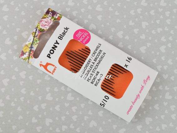 Набір швейно-вишивальних голок, чорні PONY Crewels embroidery №5/10 (16шт) 04897 