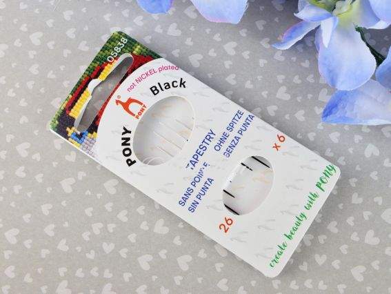 Голки для вишивки гобеленові чорні з білим вічком Tapestry PONY №26 05838