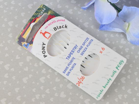 Голки для вишивки гобеленові чорні з білим вічком Tapestry PONY №24-26 05844 Голки для вишивки гобеленові чорні з білим вічком Tapestry PONY №24-26 05844